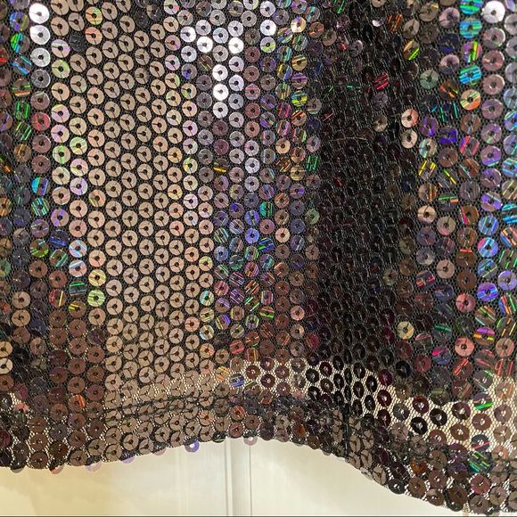 Line & Dot Thea Sequin Mini Dress in Black, Deep V-neck, NWT, Hidden Side Zipper - Picture 7 of 15